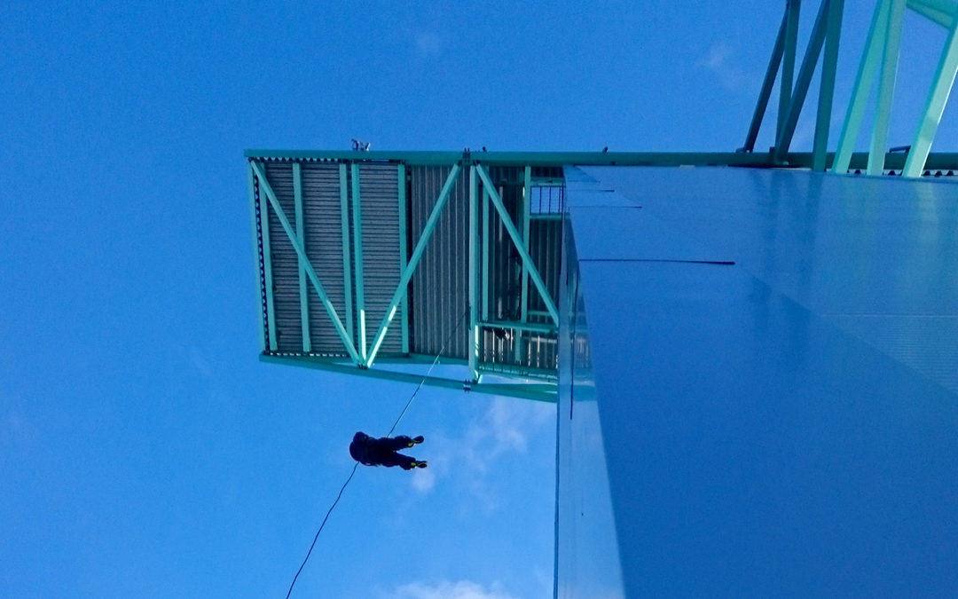 Abseiling at Ruka ski-jumping tower