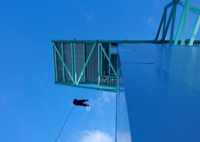 Abseiling at Ruka ski-jumping tower